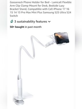 White Gooseneck Phone Holder